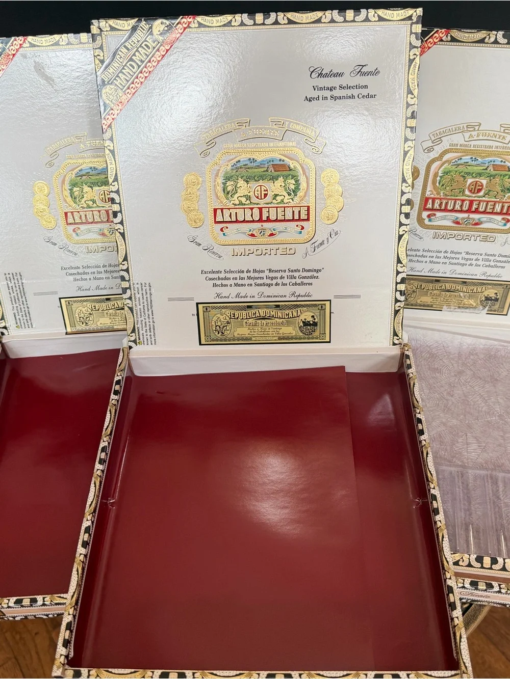 Arturo Fuente empty cigar box. Rich Brown with Gold Accent’s great for Cigar Bar